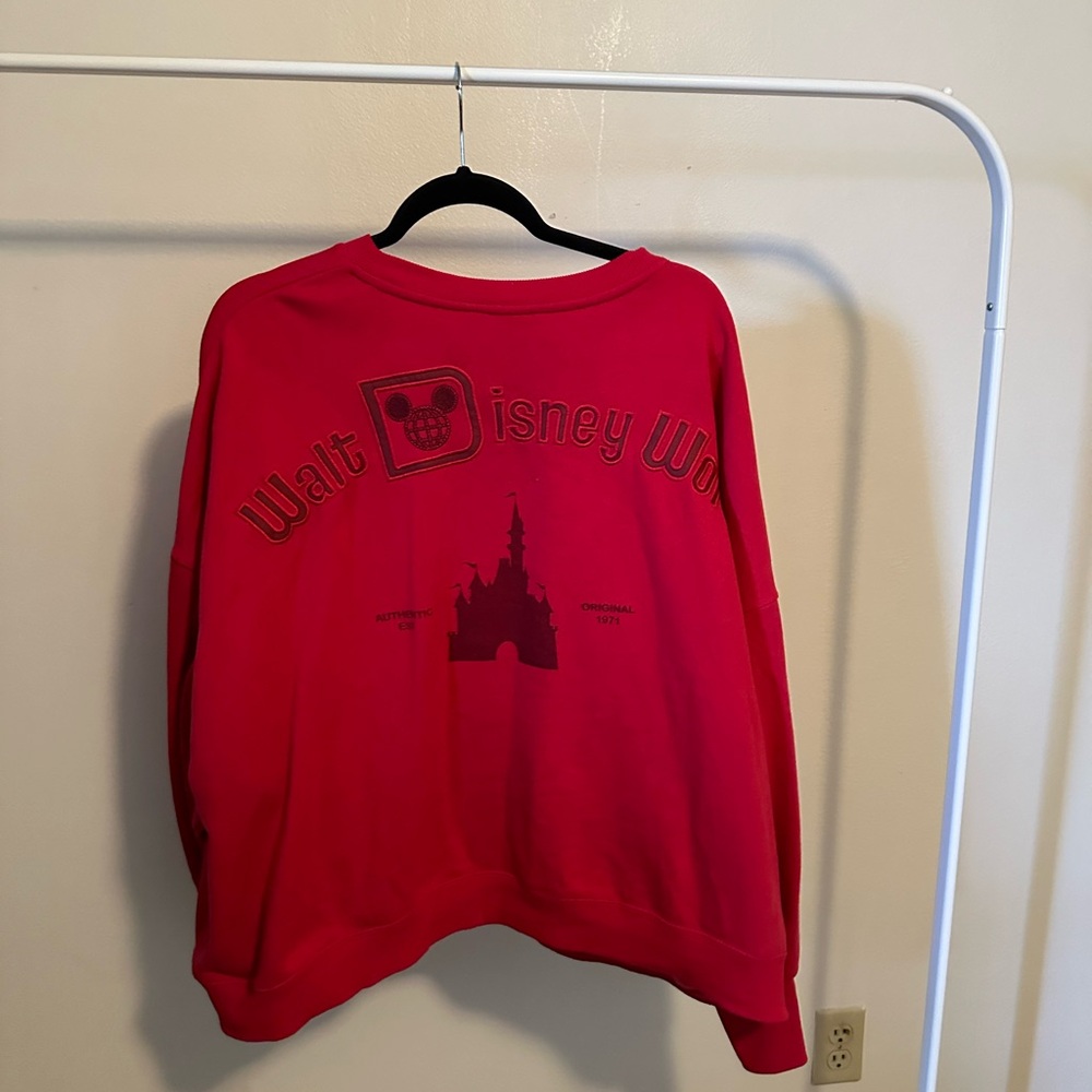 Walt Disney World Red Embroidered Crew Neck Pullover